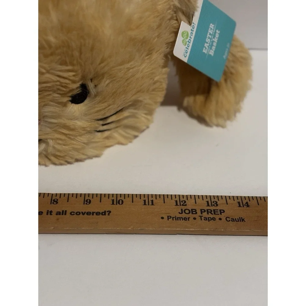 NEW Easter Basket Plush Bunny  Celebrate Rabbit Soft Handle Tan Khaki‎